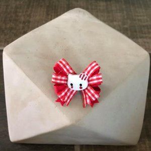 Red Plaid Hello Kitty Dog Bow